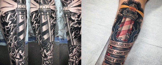 Traditional Lighthouse Tattoo Designs For Men