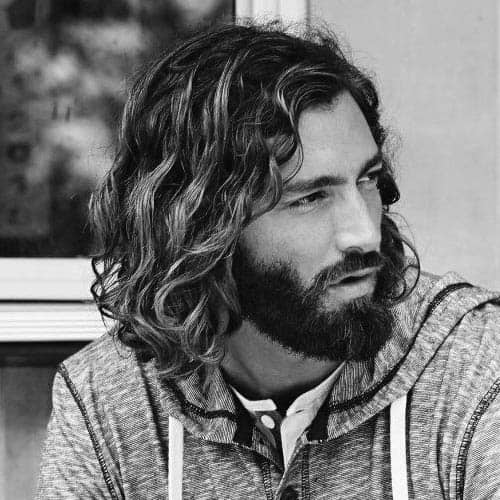 Traditional Mens Long Curly Hair