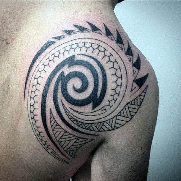 Traditional Mens Shoulder Tribal Tattoos