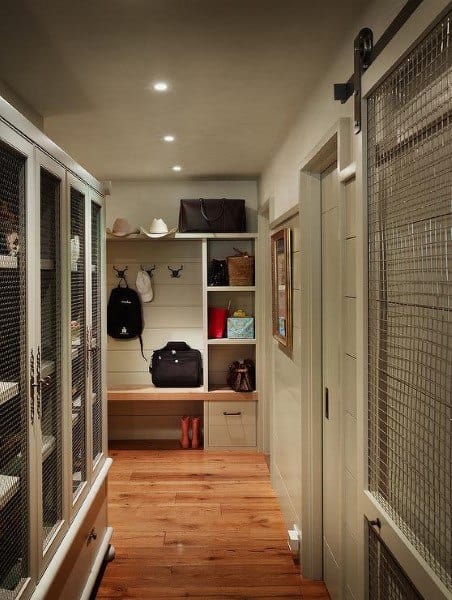 traditional mudroom with hardwood flooring