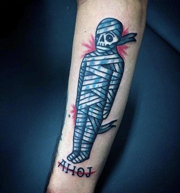 Traditional Mummy Mens Forearm Tattoos