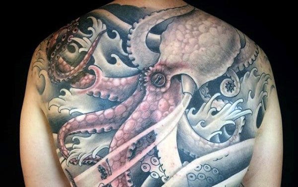 Traditional Octopus Tattoo For Men On Back