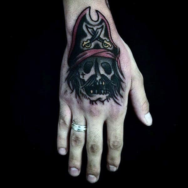 Traditional Pirate Ship Tattoo For Men On Hands