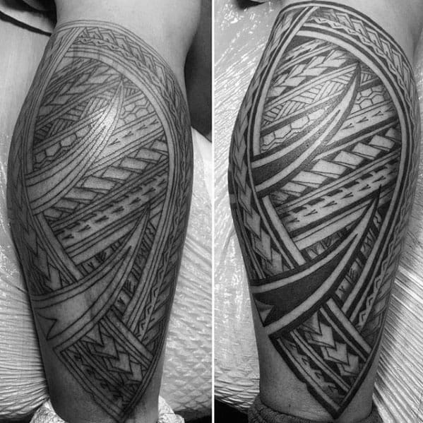 Traditional Polynesian Mens Tribal Leg Tattoos