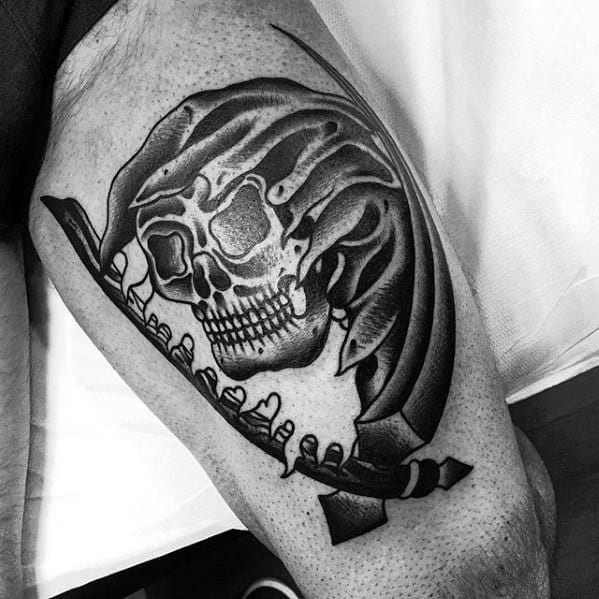 Traditional Reaper Guys Tattoo Ideas On Thigh