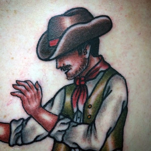 Traditional Sailor Jerry Tattoo Cowboy Shaded On Guy