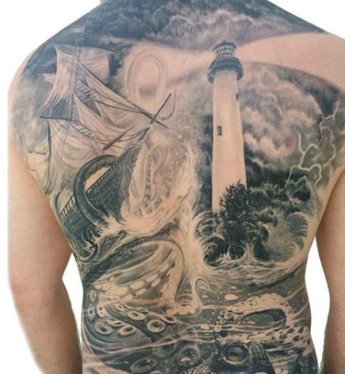 Traditional Sailors Tattoos For Men On Full Back