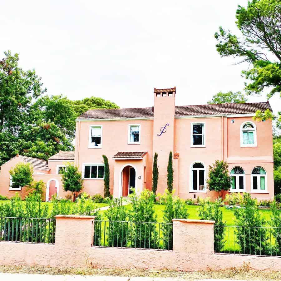 traditional pinnk exterior spanish-style 