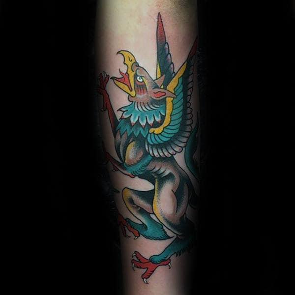 Traditional Tattoo Of Griffin For Men