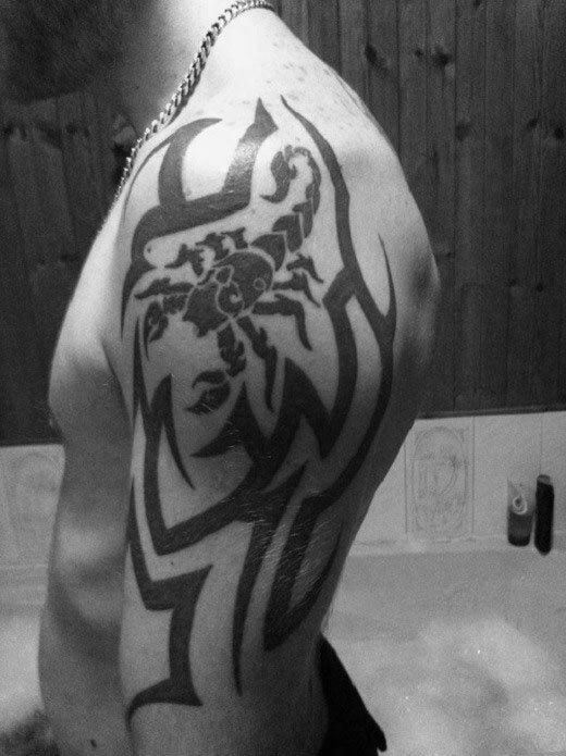 Traditional Tribal With Scorpion Male Arm Tattoo Designs