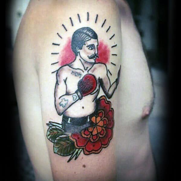 Traditional Upper Arm Boxer Tattoo Ideas For Men