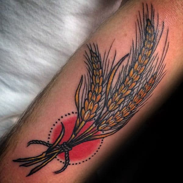 Traditional Wheat Virgo Mens Forearm Tattoos