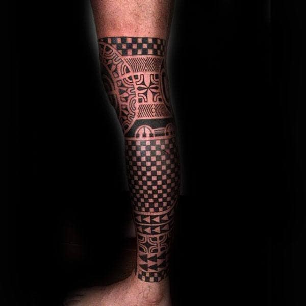 Tradtional Guys Tribal Leg Sleeve Tattoo Inspiration Ideas
