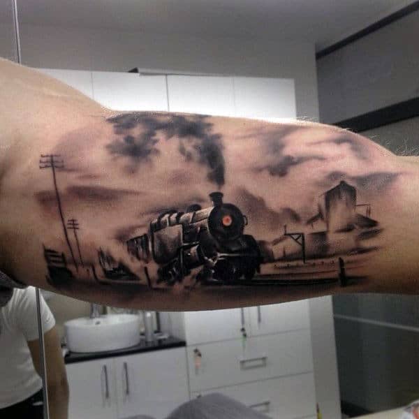 Train Road Rail Vehicle Tattoos For Men