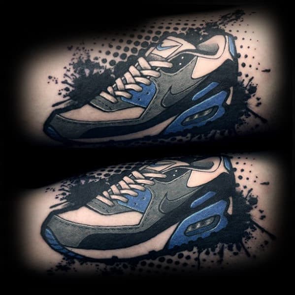 Trash Polka Black And Blue Guys Nike Shoe Tattoos On Arm