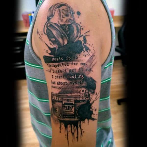 Trash Polka Boombox Tattoos For Men On Arm