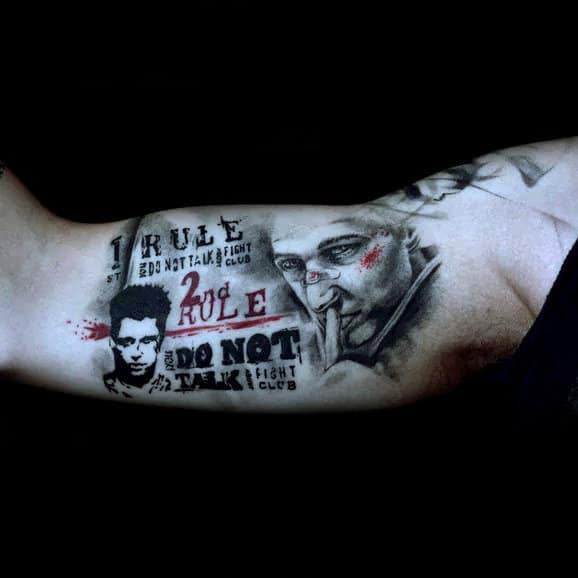 Trash Polka Fight Club Arm Tattoo For Guys