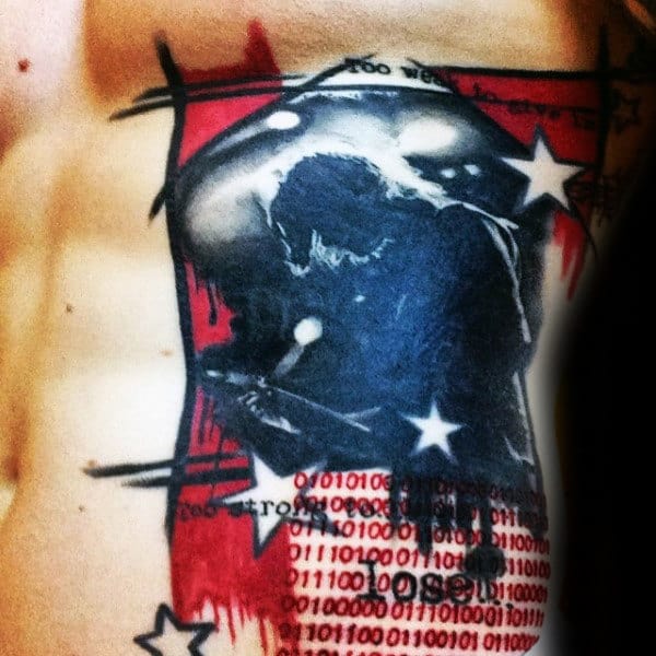 Trash Polka Guys Binary Rib Cage Side Tattoo Designs