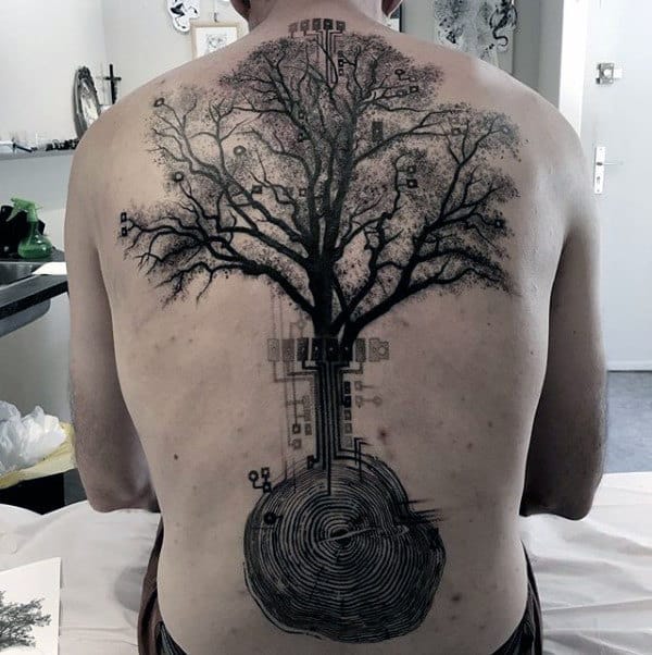 Tree Artistic Mens Back Tattoos