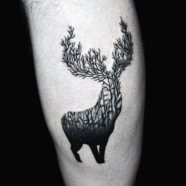 Tree Elk Antler Tattoo Small Guys Tattoo On Back Of Forearm