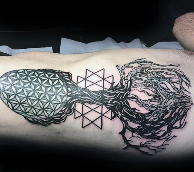 Tree Flower Of Life Mens Rib Cage Side Tattoos