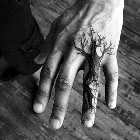 Tree Guys Finger Hand Small Tattoos