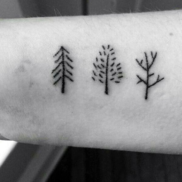 Tree Seasons Mens Inner Forearm Simple Tattoos