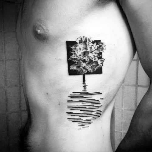 Tree Soundwave Shadow Rib Cage Side Tattoos