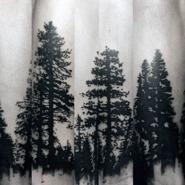 Trees Forester Silhouette Mens Forearm Tattoos