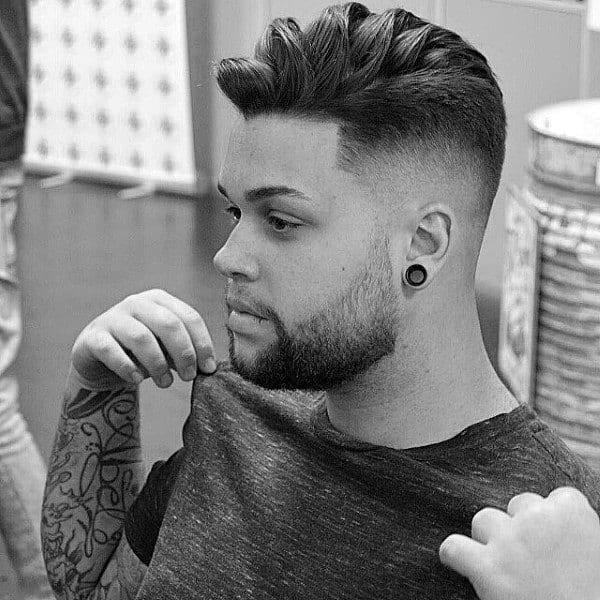 Trendy Popular Wavy Thick Mens Hair With Skin Fade Sides