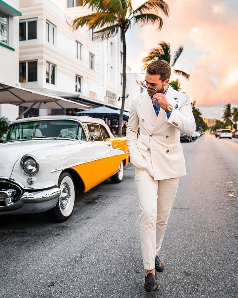 Trendy White Suit Men Style
