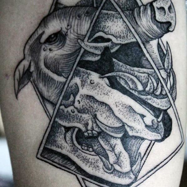 Triangle Boar Skull Mens Arm Tattoos