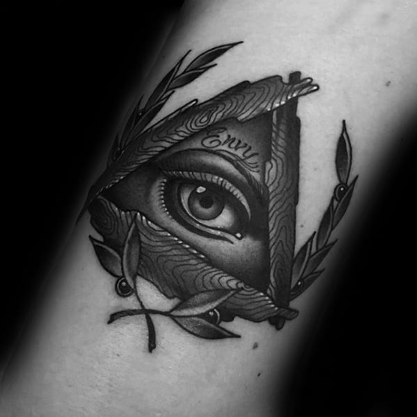 Triangle Eye 3d Laurel Wreath Tattoo Design Ideas For Males On Forearm