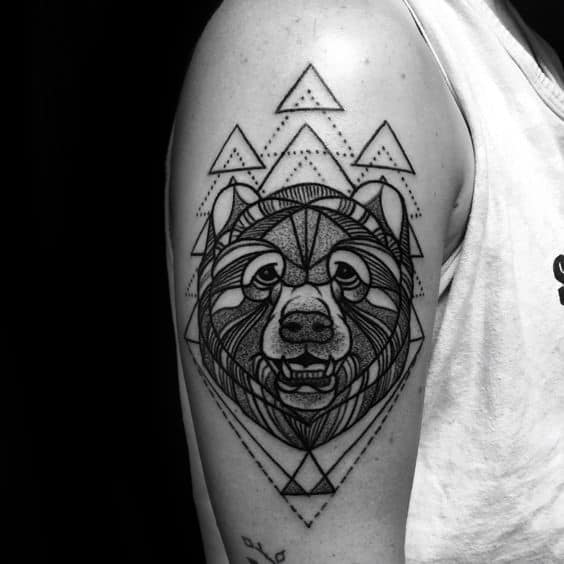 Triangle Geometric Bear Guys Arm Tattoos