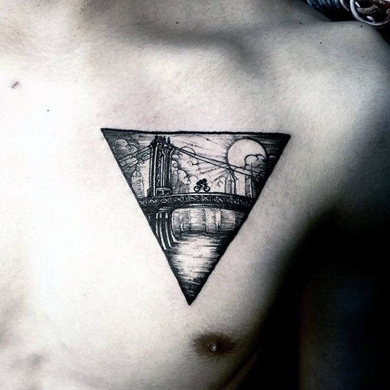 Triangle Guys Bridge Chest Tattoo