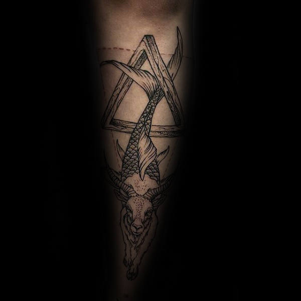 Triangle Optical Illusion Capricorn Sea Goat Guys Forearm Tattoos