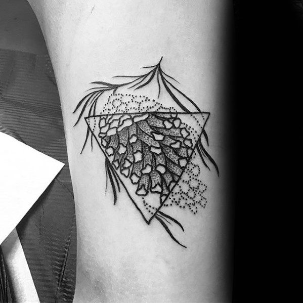 Triangle Pine Cone Mens Small Tricep Tattoo