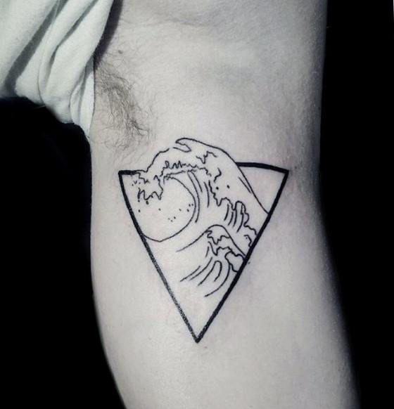 Triangle Simple Wave Mens Inner Arm Bicep Tattoo Ideas