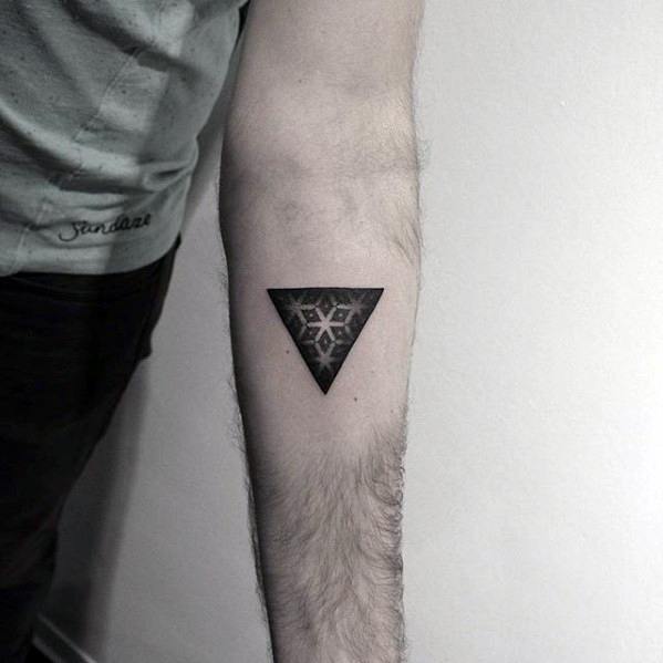 Triangle Star Pattern Guys Dotwork Simple Geometric Tattoo On Forearm