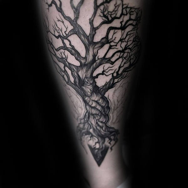 Triangle Tree Roots Mens Arm Tattoos