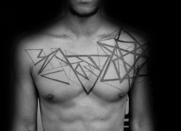 Triangle Unique Male Chest Abstract Tattoo Ideas