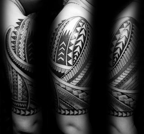 Triangles Half Sleeve Tribal Guys Black Ink Tattoos