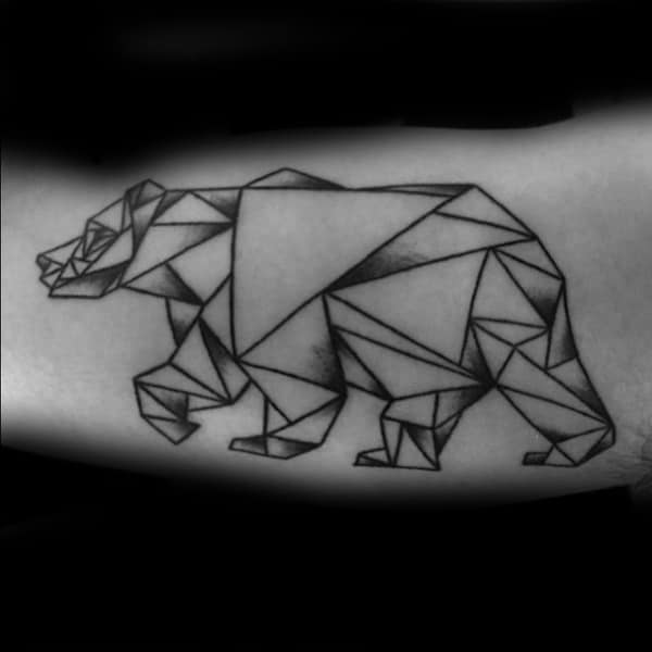Triangular Geometric Bear Mens Bicep Tattoo Design Ideas