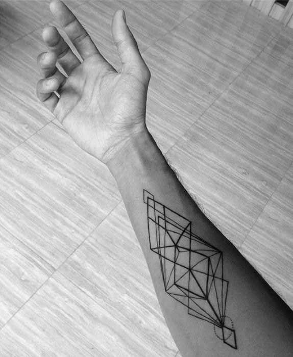 Triangular Lines Mens Simple Tattoo Ideas On Inner Forearm