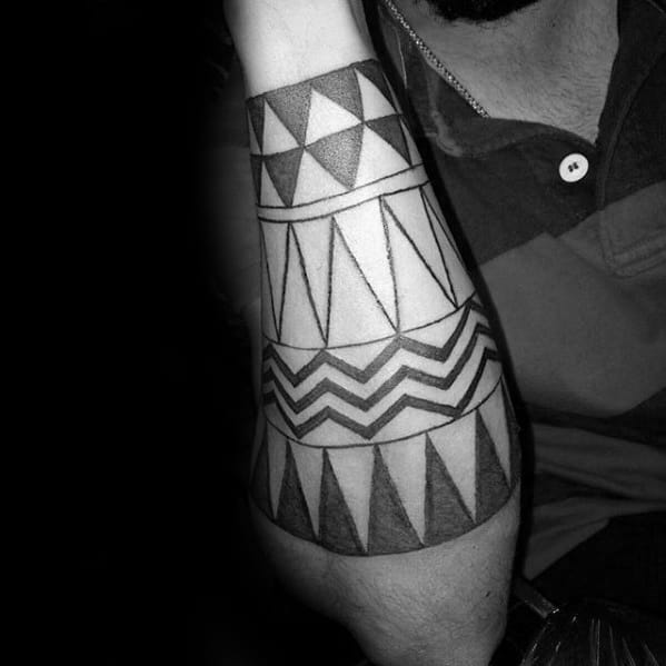 Triangular Male Forearm Band Sleeve Tattoos