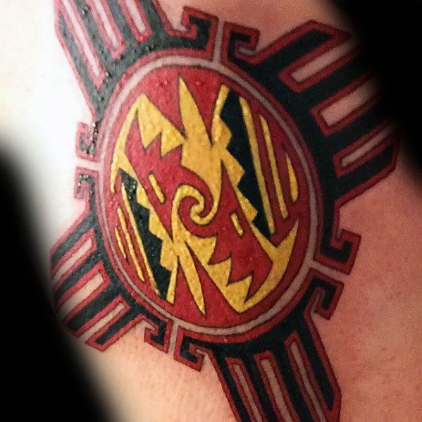 Tribal Arm Zia Tattoo Design On Man