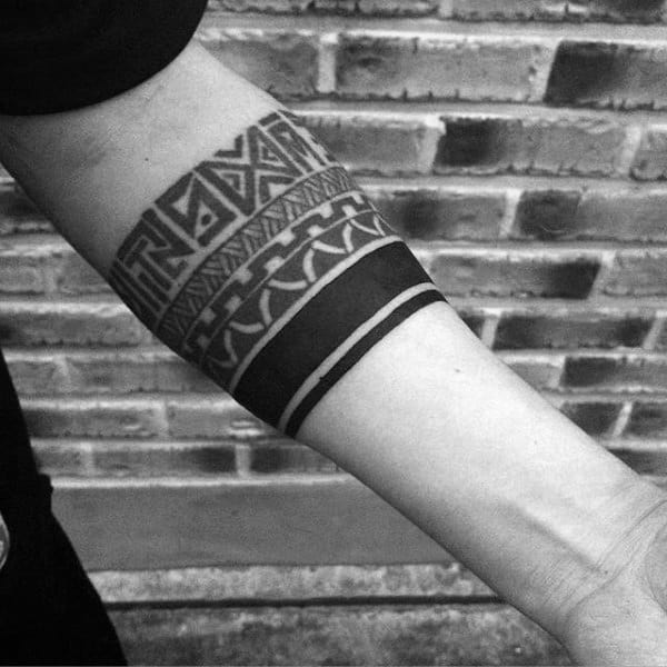 Tribal Armband Tattoo For Guys With Solid Black Lines