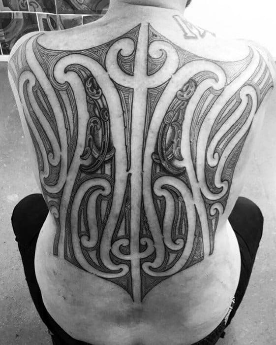 Tribal Back Mens Sick Negative Space Tattoo Ideas