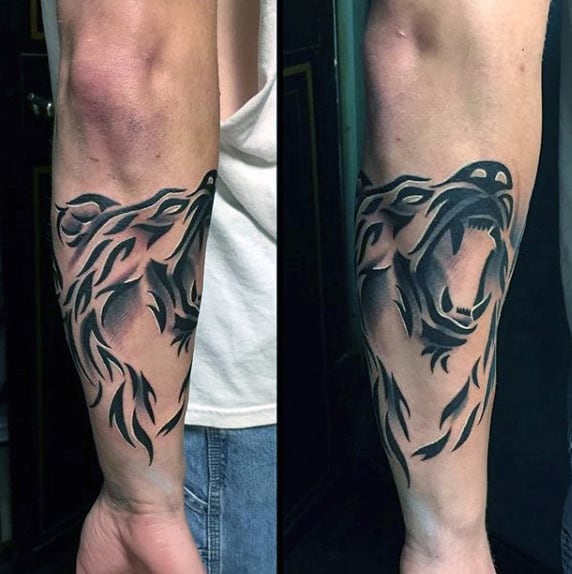 Tribal Bear Awesome Mens Forearm Tattoo