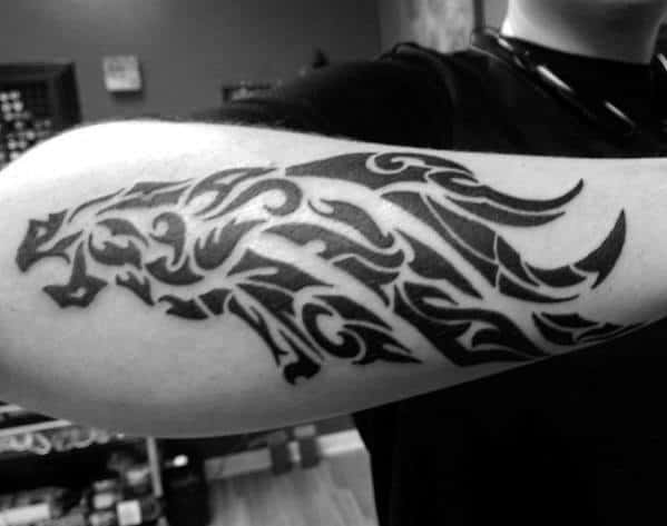 Tribal Black Ink Denver Broncos Guys Outer Forearm Tattoo Designs